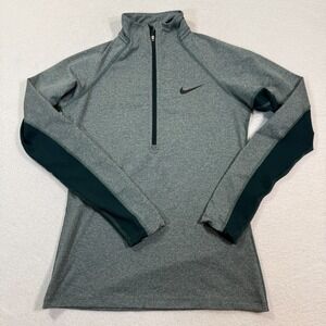 Nike Pro‎ Top Women Small Green Dri-Fit 1/4 Zip Long Sleeve Pullover